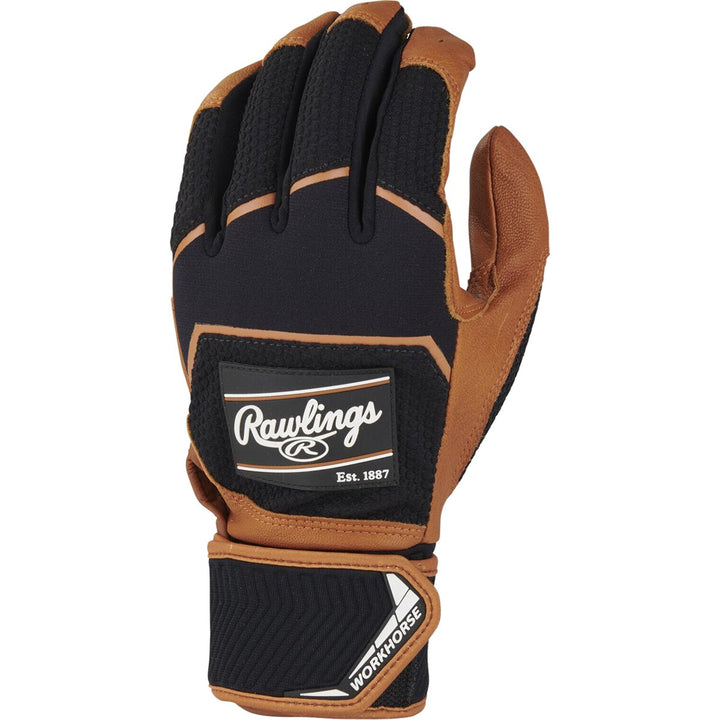 Guantes Bateo Béisbol Rawlings Workhorse Strap_Negro/Marrón_S_Sports Zona