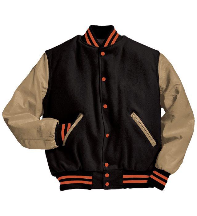 Chaqueta universitaria Varsity_Negro / Crema / Naranja_S_Sports Zona