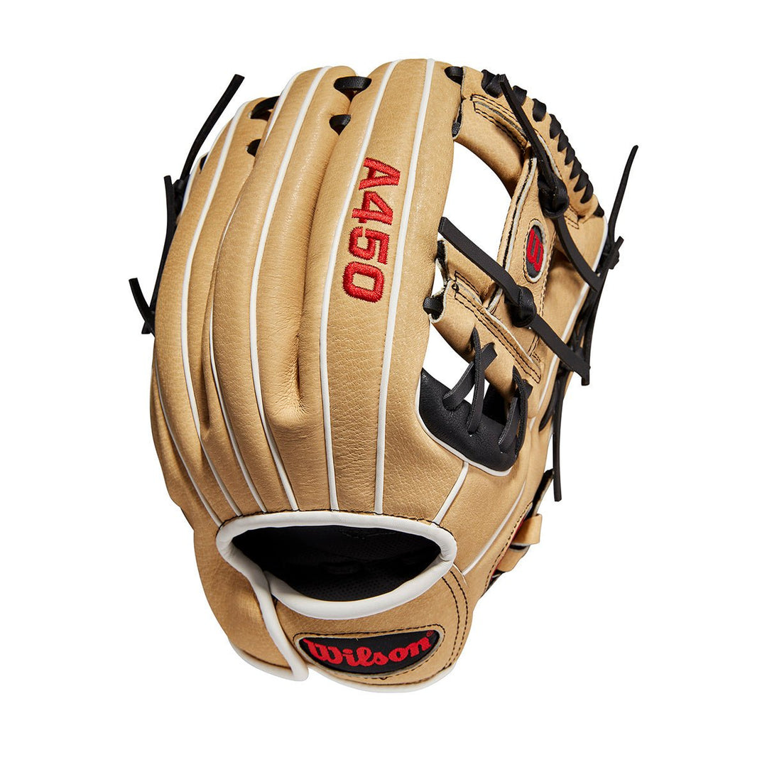 Guante Juvenil Béisbol Wilson A450 11.5_Beige_Mano Izquierda_Sports Zona
