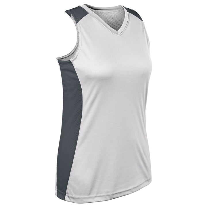 Softbol Jersey Champro Infinite V Racerback_Blanco/Gris__Sports Zona
