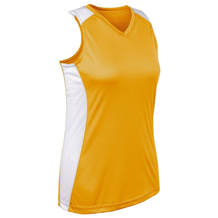 Softbol Jersey Champro Infinite V Racerback_Gold/Blanco__Sports Zona