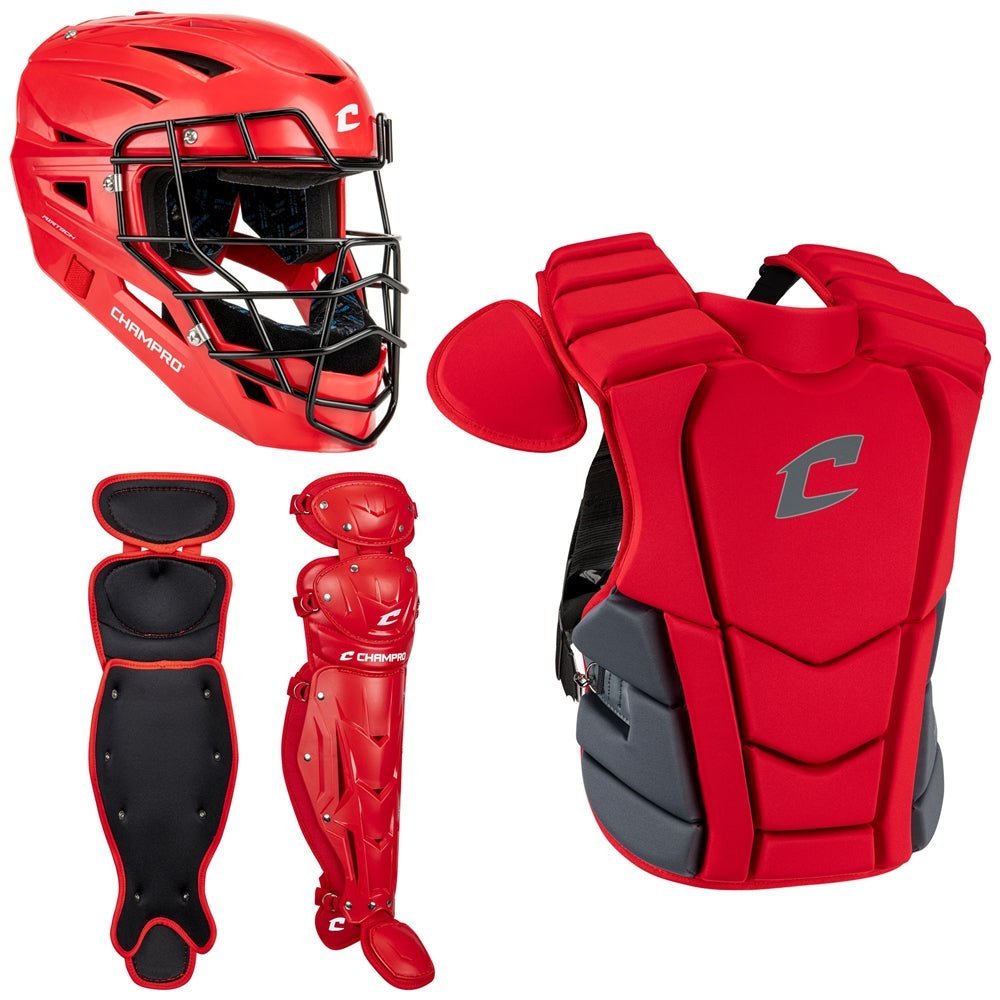 Set Receptor Béisbol Optimus Champro_Adulto_Rojo_Sports Zona